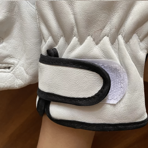 Argon Leather Gloves white with belt - Image 3